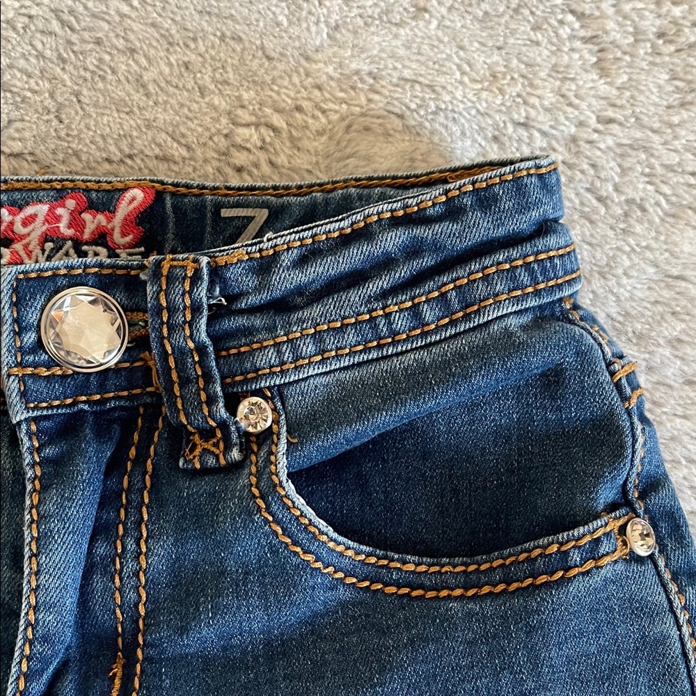 Cowgirl Hardware Dark Blue Flare Jeans. SZ 7 - Picture 3 of 8